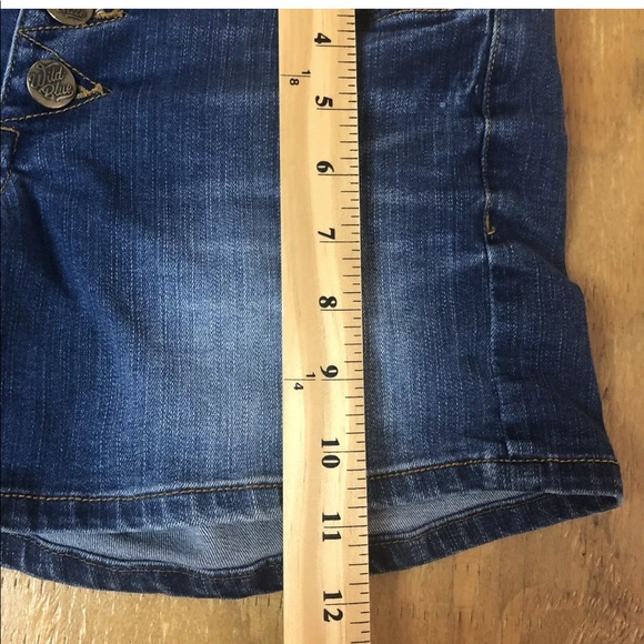 Wild Blue Jean Shorts Dark Distressed Button Fly - Picture 8 of 9